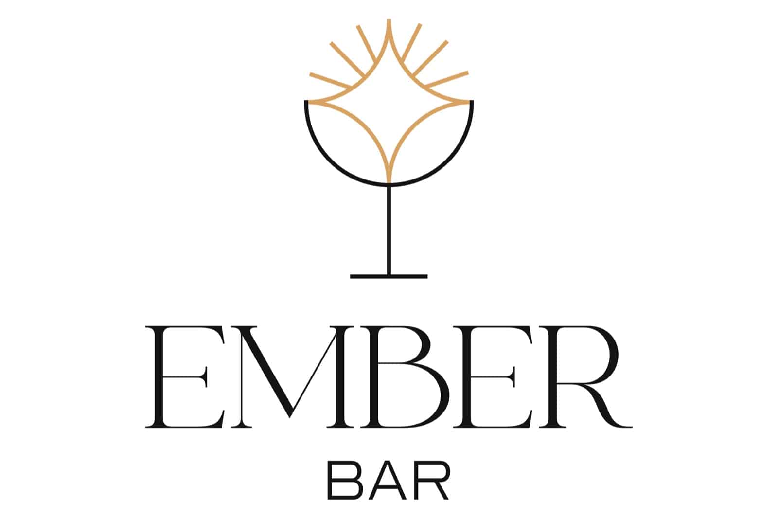 Logotip Ember Bar u crnoj verziji sa zlatnom iskrom