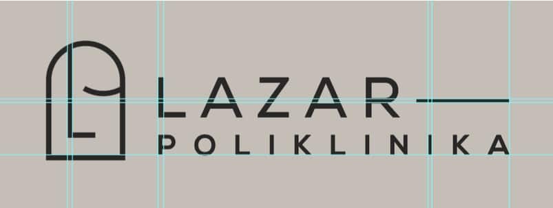 Konstrukcija logotipa Lazar Poliklinike s pomoćnim linijama