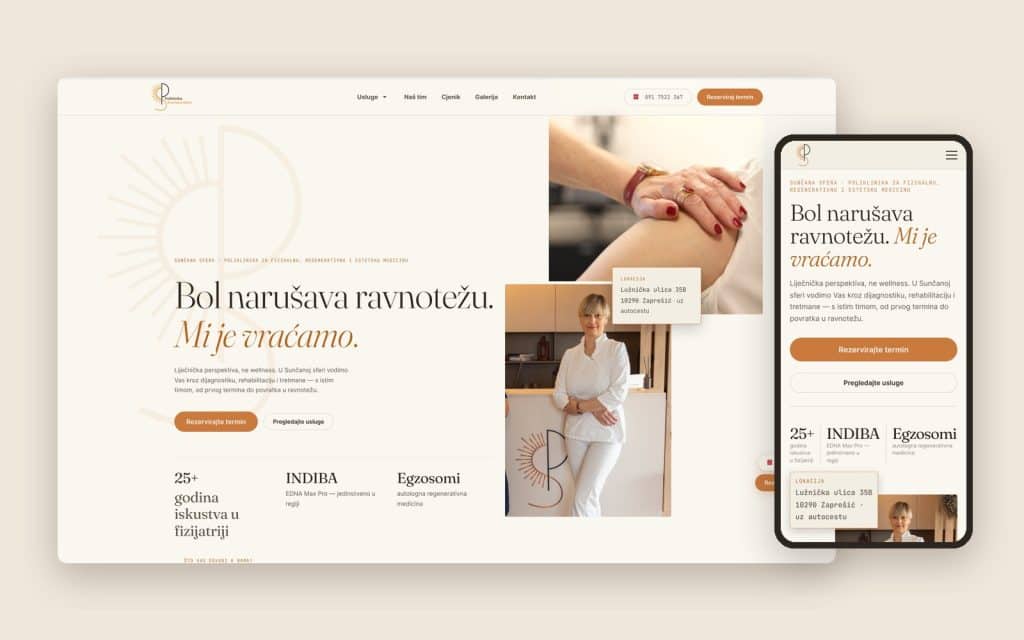 Poliklinika Sunčana sfera: redizajn web stranice
